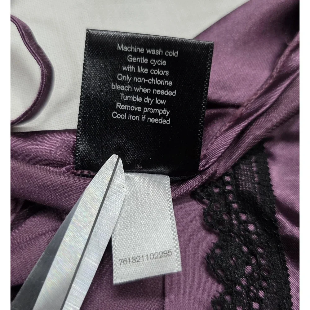 Whimsigoth Chemise Apt. 9 Intimates Womens Large Purple Satin Lace Nightgown Y2k